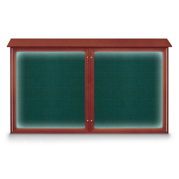 Sliding Door Wood Corkboard, 48"x36", Waln, UV9003OCS-WALNUT-RUBBER